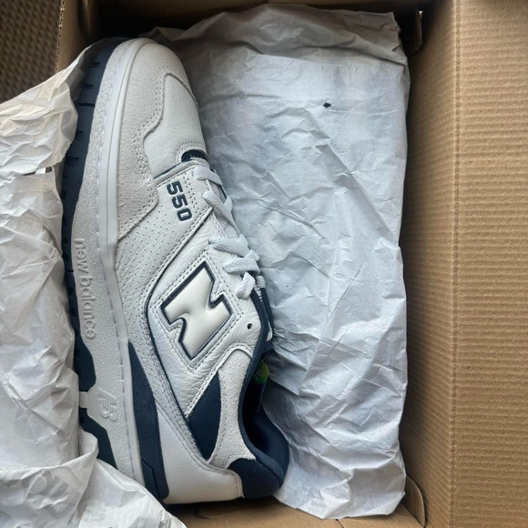 Brand new New Balance 550s in White with Vintage Indigo (2023) - Picture 1 of 3